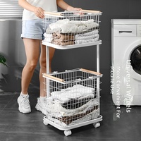 Panier à linge métallique extra large mobile, prêt à l'emploi, vente en gros, panier de rangement domestique, organisateur de salle de bain