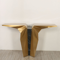 Table d'entrée d'entrée de luxe 3D Italie design haute qualité table console en acier inoxydable brossé or rose