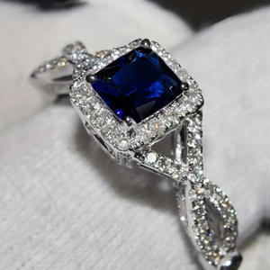 Bague de fiançailles en diamant taille princesse H408, or blanc, couleur D naturelle, bijoux pour femmes - Product Image 2