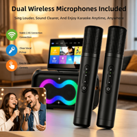Enceinte de karaoké vidéo WiFi avec double woofer de 6,5 pouces, écran tactile, RGB, Bluetooth, micro sans fil pour téléphone et ordinateur