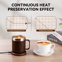 Mug Kopi Pemanas Otomatis Smart USB Warmer dengan 55 ° C (131 ° F) Pemanas Cangkir Termostatik Dua Lapisan untuk Kantor/Rumah/Hadiah
