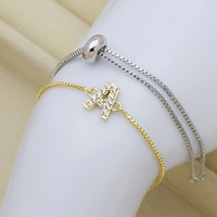 Bracelet ajustable Kadi Fashion classique plaqué or 18 carats avec zircon incrusté, chaîne maille forçat, bijoux faits à la main, accessoires ajustables