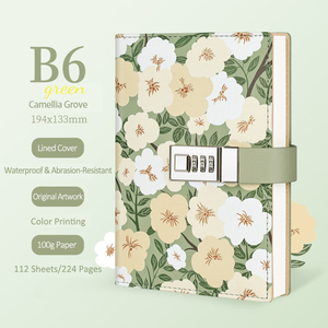 Venta al por mayor estudiante diario conjunto flor Retro contraseña bloqueo cuaderno creativo B6 Bloc de notas para regalo - Product Image 5