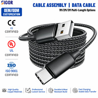Câble USB tressé de type C à charge rapide 1M-3M pour Android/iOS/ordinateur/écouteurs avec conducteur en cuivre pur