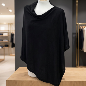 Poncho Largo de Cachemira Negra Pura de Alta Calidad, Lujoso, Elegante y Cálido para Mujer, Tejido Lotus, Absorbente de Sudor - Product Image 2