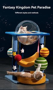 Árbol para Gatos Moderno con Diseño de Galaxia Estrellada, con Rascadores de Sisal Reforzados, Estructura de Escalada Escalonada, Perchas de Felpa y Juguetes - Product Image 2