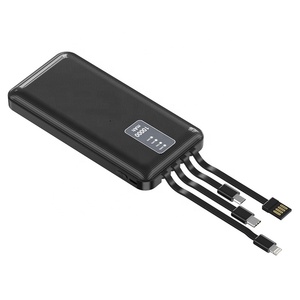 Vente flash Batterie portable ultra-fine étanche avec écran LED 10000mAh avec quatre câbles intégrés pour tous les téléphones - Product Image 2