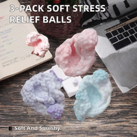 Lot de 3 balles anti-stress en TPR en forme de cœur, souples, remplies de billes, pour soulager l'anxiété, la concentration, la thérapie manuelle, durables, unisexe, pour adultes