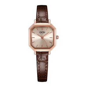 Reloj de Cuarzo Octagonal para Hombre, Caja de Acero Inoxidable, Correa de Cuero, Esfera Analógica de 38 mm, Reloj de Moda Minimalista - Product Image 4