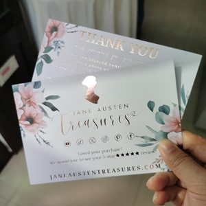Cartes de remerciement personnalisées en papier épais gaufré découpé sur mesure, impression de luxe avec logo, cartes de remerciement pour bijoux en or rose - Product Image 2