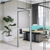Cloison de séparation en verre trempé monocouche de 30 mm, insonorisation 45 dB, système de cloison de bureau moderne et écologique avec cadre en aluminium