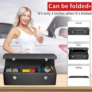 Caja de almacenamiento para coche, organizador de maletero plegable de cuero de 30 pulgadas con tapa y almacenamiento para SUV Van Grocery Camping - Product Image 6