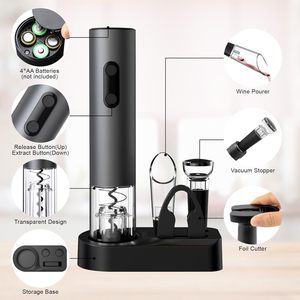 2026 Smart Kitchen <b>Accessories</b> 4In1 <b>Battery</b>-Powered Electric Wine Opener Set with Base,Wine Pourer,Wine Stopper - Product Image 2