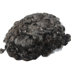 Perruque en cheveux humains en stock pour la vente en gros, avec dentelle suisse complète et mèches grises - Product Image 1