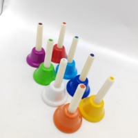 Colorful 8-Note Diatonic Musical Hand Bell Set Plastic Wood Educational Toy Percussion Instrument Toddler Unisex Model TM-39