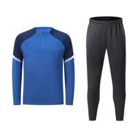Ensemble de survêtement de sport unisexe sur mesure, uniforme de match à manches longues, demi-zip, entraînement de football, séchage rapide