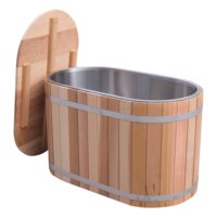 ICEGALAX Doublure en acier inoxydable Baignoire froide en bois Baignoire à eau glacée Thérapie par l'eau froide