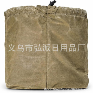 Bolsa de almacenamiento de lona para sartenes, utensilios de cocina de hierro fundido, equipo de supervivencia al aire libre, color marrón - Product Image 2
