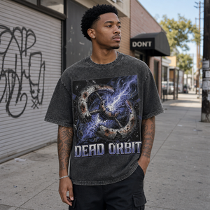 Camisetas Vintage para Hombre con Lavado Ácido, Estampado Gráfico Espacial Dead Orbit, Manga Corta, Estilo Urbano Y2K, Proveedor Mayorista de Ropa - Product Image 1