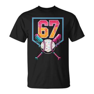 Camiseta para hombre con diseño de béisbol, helado y jugador número 67, para el 67º cumpleaños - Product Image 1