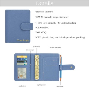 Hongbo Mới Tốt Nhất Bán 18-Màu Đen/vàng-Ring A7 Nhỏ Saffiano Da Ngân Sách Chất Kết Dính Kế Hoạch Ví Với Fly Leaf Có Sẵn - Product Image 5