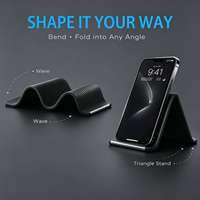 Support de téléphone portable pliable en silicone souple minimaliste, support de bureau créatif flexible universel pour ordinateur portable, téléphone mobile, voiture