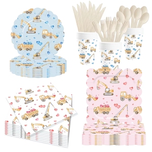 DAMAI Kid Party Decorations Blue Pink Truck Tableware Sets Cute Disposable Party Plates Cups <b>Napkins</b> - Product Image 2