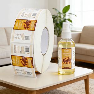 FX Personalized Logo Printing Waterproof Bathroom Room <b>Spray</b> Plastic <b>Bottles</b> Sticker Roll Custom Label for Car air Freshener - Product Image 1