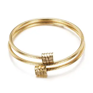 2024 Customizable Adjustable Bracelet Tricolor Titanium Steel Double Layer Cable Simple Bracelet