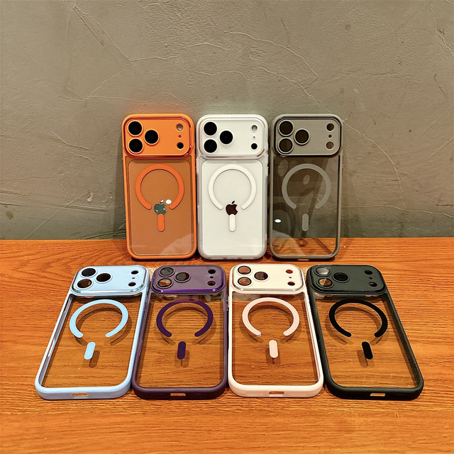 For Iphone16 Pro Phone case with Camera Cover,Luxury Acrylic Phone Case for iPhone 17 Pro Max Magnetic Wireless Charging