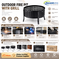 Grille de cuisson ronde en métal perforée pour foyer, avec quatre pieds, portable, pour barbecue extérieur en fer