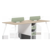 Cloison de bureau pour 2/4 personnes, combinaison table et chaise manuelle 6 places, écran d'ordinateur, matériau PVC commercial, détachable