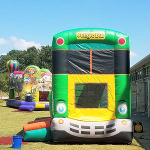 Combo personnalisé vert 32x10 '<span class=keywords><strong>Safari</strong></span> Adventure Tours Bus avec double toboggan basket-ball obstacle et souffleur pour les enfants - Product Image 3