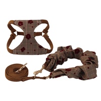 Ensemble de harnais réglable en dentelle pour chien, laisse et collier personnalisables par sublimation, harnais pour chien à enfiler blanc et marron