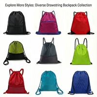 Kids15x25 Sac à cordons Nylon Noir Sublimation Sac à dos à cordons Gym Sports Seau 210D Polyester Pliable avec Fermeture Éclair