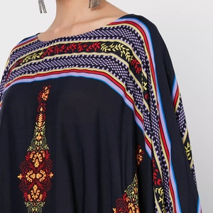 6427# Cotton Colorful Pattern Batwing Sleeve Tradition Prayer Abaya Dress Muslim <b>Islamic</b> Clothing - Product Image 2