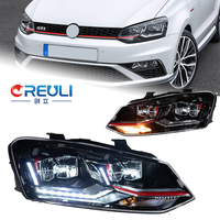 Feux de voiture pour VW Polo, phare 2011-2018, double lentille LED DRL, Vento, signal dynamique, phare DRL, accessoires automobiles