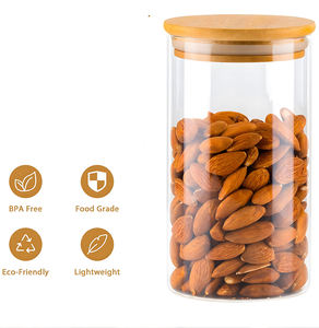 Frascos Apilables Herméticos de Vidrio Borosilicato Transparente con Tapa de Bambú para Almacenamiento de Pasta, <span class=keywords><strong>Espagueti</strong></span>, Penne, Farfalle en la Cocina - Product Image 5