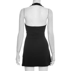 Vestido de Fiesta Corto para Mujer Viviblook C26DS034, Casual, Sexy, Cuello Halter, Ajustado, Sin Mangas, con Aberturas - Product Image 4