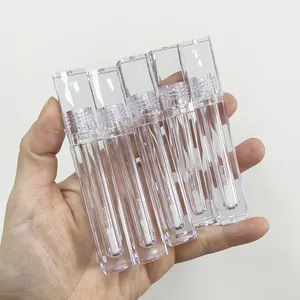 Private Label PETG Full Transparent Cylinder Crystal Lipgloss Container Cute 3.5 Ml Clear Lip Gloss Tube