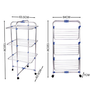 Meilleure vente Séchoir à <span class=keywords><strong>linge</strong></span> réglable au sol à 3 niveaux rétractable Séchoir à <span class=keywords><strong>linge</strong></span> pour vêtements - Product Image 2