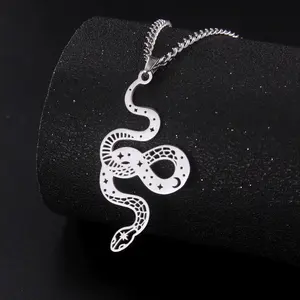 India Snake Necklace for Men Women Stainless Steel Neck Chain Goth Gothic Occult Spiritual Jewelry Accessories Gift