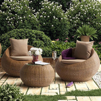 Ensemble de canapé et table basse d'extérieur moderne, durable, résistant à la rouille, écologique, en rotin tressé PE, pour appartement, hôtel, villa, jardin