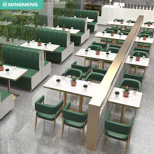 Conjunto de Mesa y Sillas de Sofá para Restaurante Comercial, Mesa Impermeable con Patrón de Mármol, Sofá con Asiento en Forma de U para Bistro y Cafetería - Product Image 1