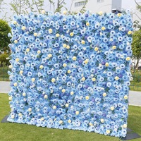 Panneaux muraux 3D en fleurs pour toile de fond de mariage, rideau de fleurs artificielles roses bleues et hortensias, panneaux décoratifs en soie pour jardin et centre commercial