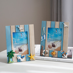 Mediterranean Style Wooden Photo <b>Frame</b> 6 Inch Tabletop Decorative Home Ornament - Product Image 2