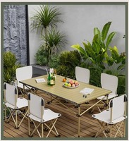 Table de camping pliable à hauteur réglable, moderne, en alliage d'aluminium, multifonctionnelle, portable, pour les voyages en plein air et les repas