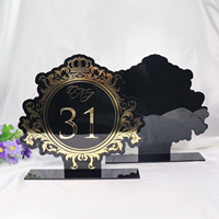Carte de numéro de table en acrylique noir personnalisée de luxe Menu de mariage Menus de fête avec support de haute qualité