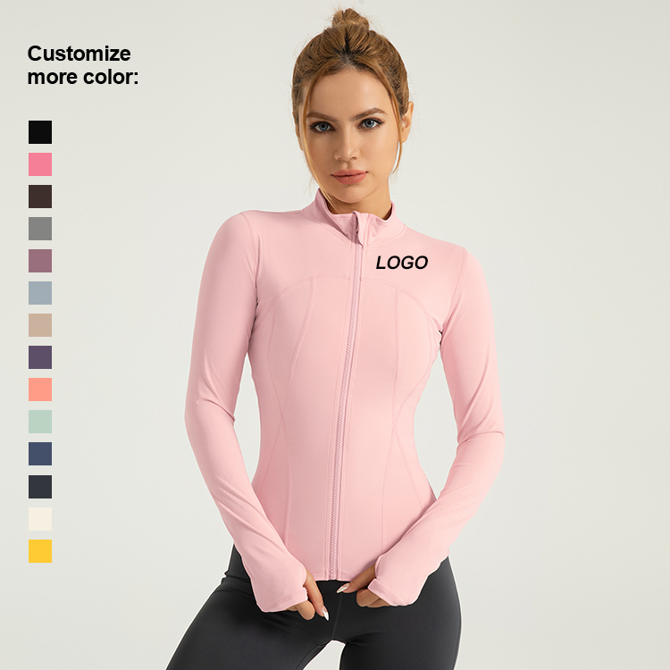 Customizable Lightweight Breathable Women's Long Sleeve Sports Zipper Jacket Comfortable Workout Top for Running Yoga