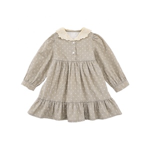 Primavera <span class=keywords><strong>autunno</strong></span> 100% cotone carino bambini vestono abiti morbidi per bambini stile inglese abbigliamento per bambini vestito - Product Image 1